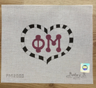 Phi Mu Large Heart Canvas - needlepoint