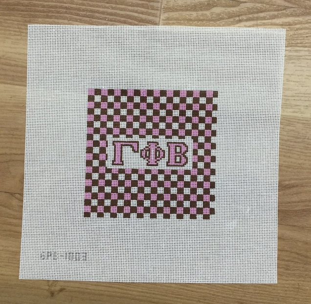 Gamma Phi Beta Gingham Square Canvas - needlepoint