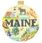 Maine Travel Round Needlepoint Canvas - needlepoint