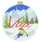 Vail Travel Round Needlepoint Canvas - needlepoint