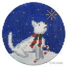 Midnight Westie Round Needlepoint Canvas - needlepoint