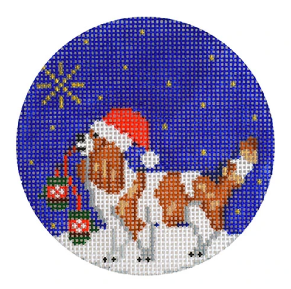 Midnight Cavalier Round Needlepoint Canvas - needlepoint