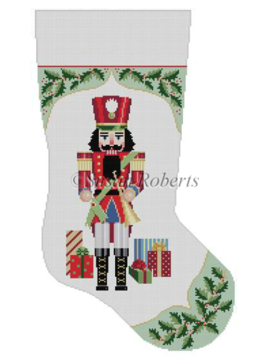 Holly Nutcracker Stocking Stocking Canvas - needlepoint