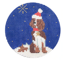 Midnight Springer Spaniel Round Needlepoint Canvas - needlepoint