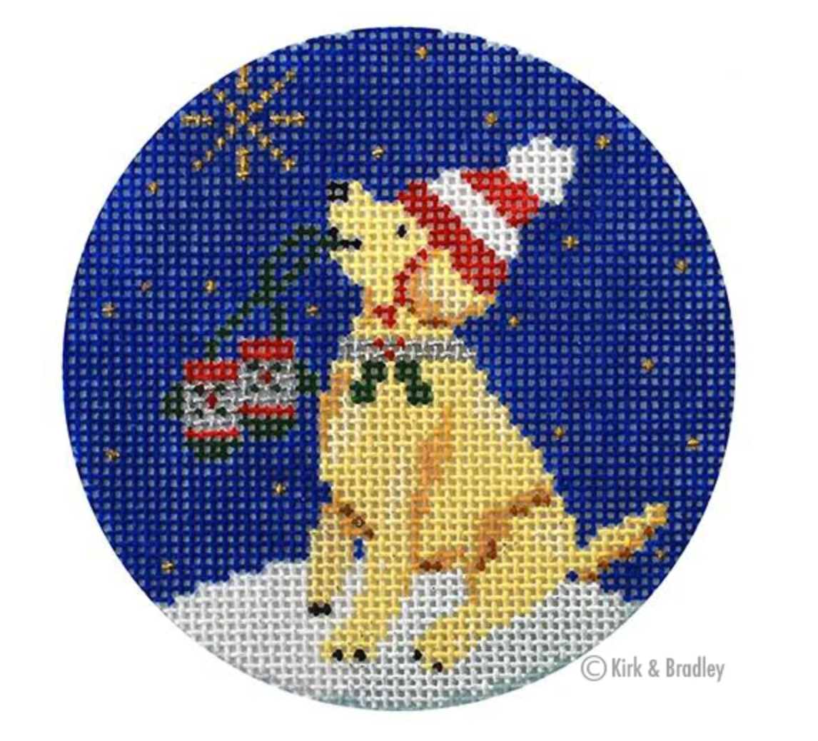 Midnight Labrador Round Needlepoint Canvas - KC Needlepoint