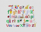 Alphabet with Characters Canvas - KC Needlepoint