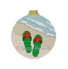 Christmas Flip Flops Round Canvas - KC Needlepoint