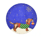 Midnight Dachshund Round Needlepoint Canvas - KC Needlepoint