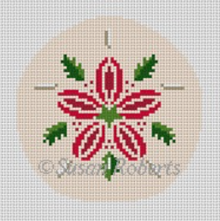 Holly Sand Dollar Canvas - KC Needlepoint