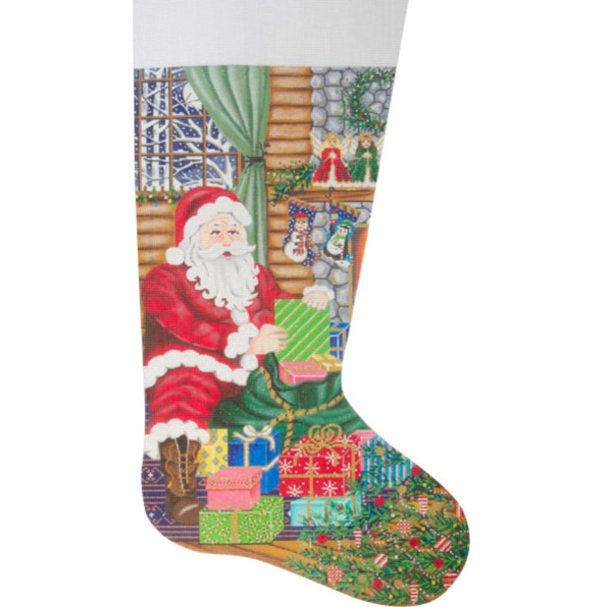 Santa Delivery Stocking Canvas - KC Needlepoint