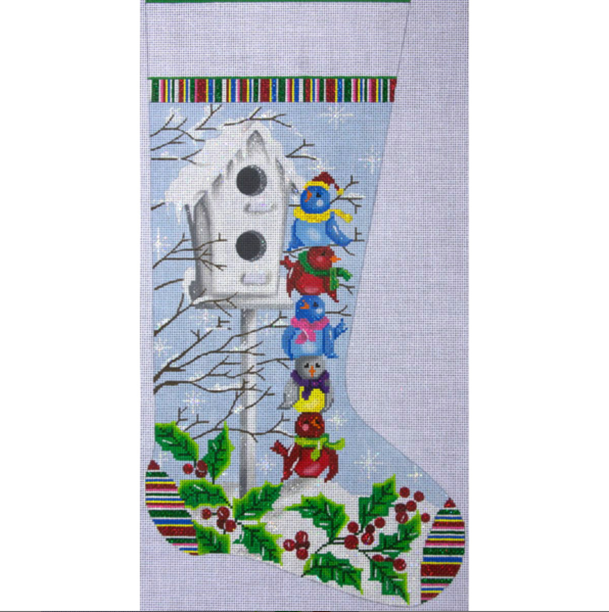 Birdies Stocking Canvas - KC Needlepoint