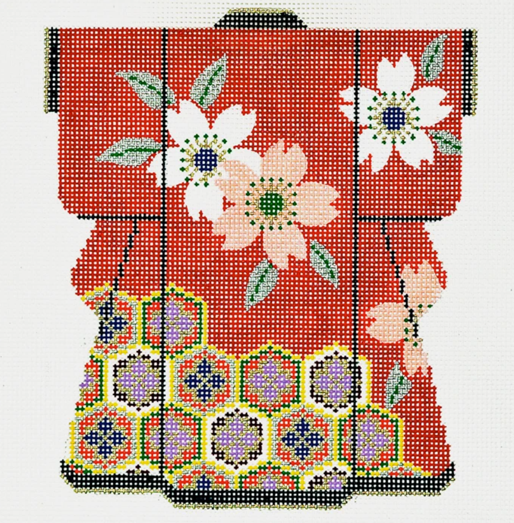 Red Medium Kimono Canvas - KC Needlepoint