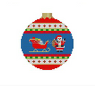 Santa Sleigh Round Canvas - KC Needlepoint