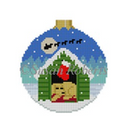 Dog Waiting for Santa Round Canvas - KC Needlepoint