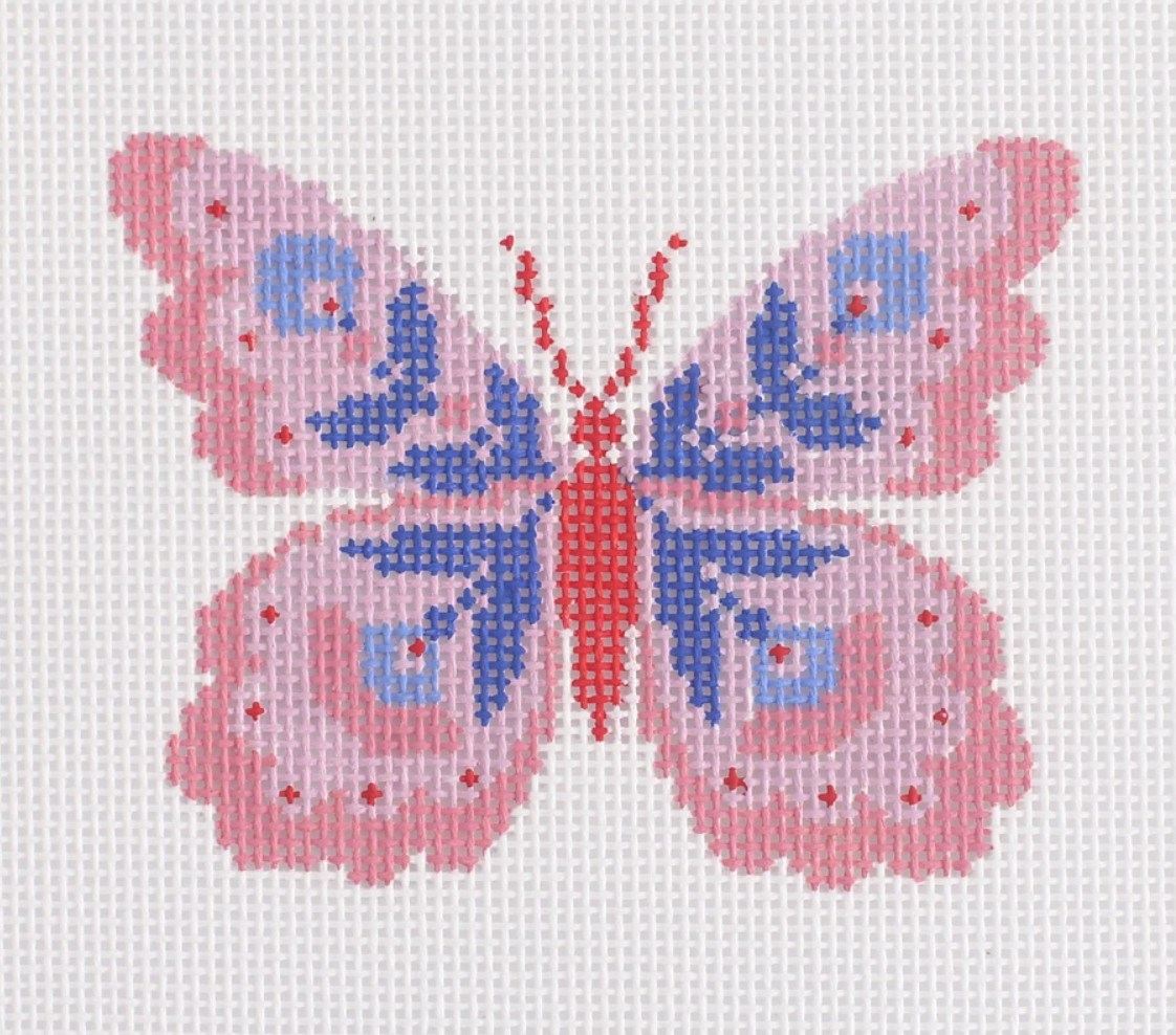 Pink Butterfly III Canvas - KC Needlepoint