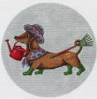 Spring Dachshund Ornament Canvas - KC Needlepoint