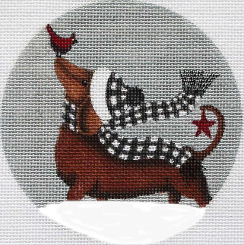 Joy Dachshund Ornament Canvas - KC Needlepoint