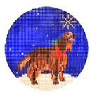 Midnight Irish Setter Round Needlepoint Canvas - KC Needlepoint