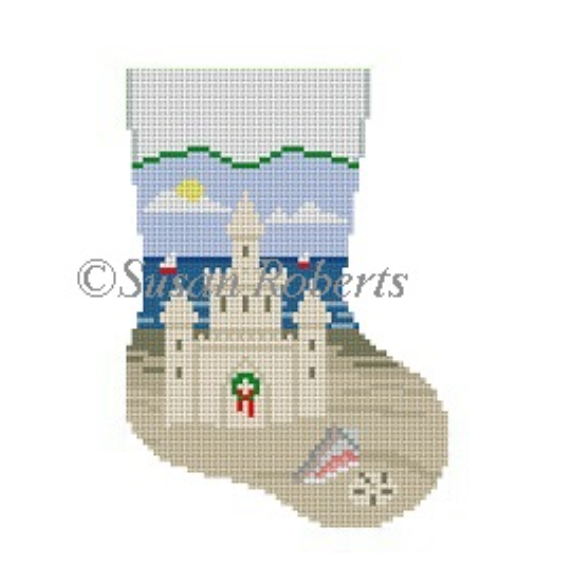 Sandcastle Mini Stocking Canvas - KC Needlepoint