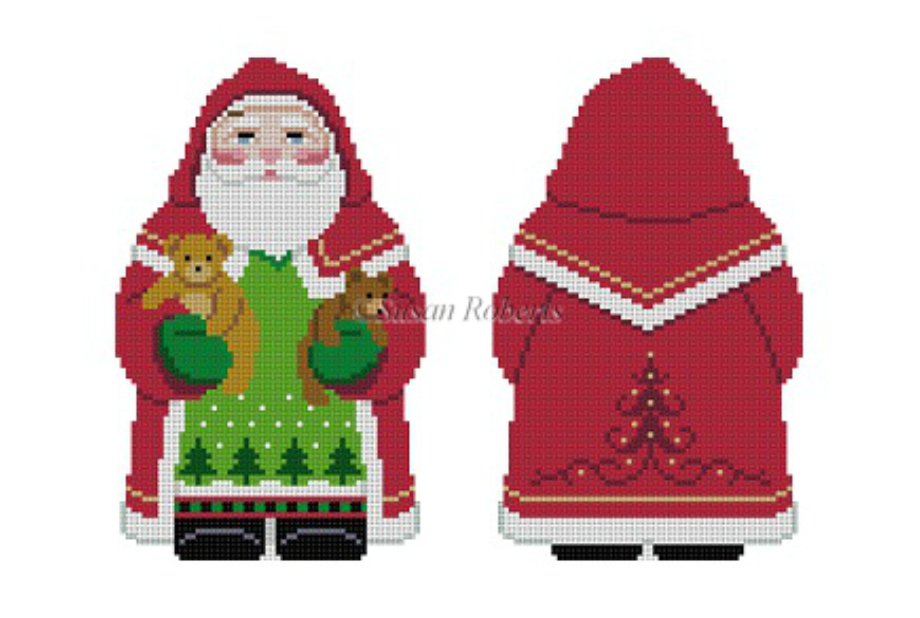 Tree Coat Santa with Teddies Canvas - KC Needlepoint