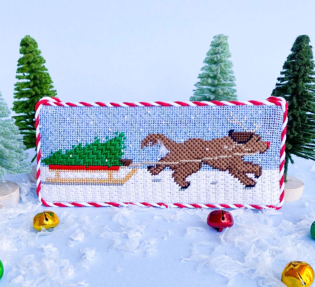 Santa's Little Helper-Chocolate Lab Canvas - KC Needlepoint