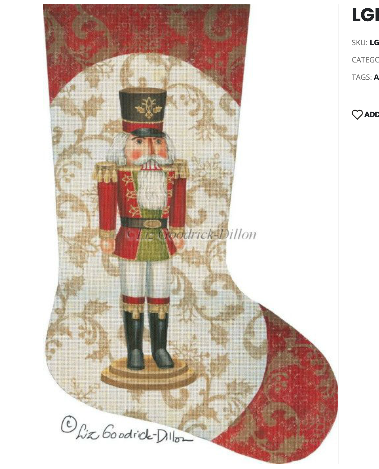 Red Nutcracker Stocking Canvas - KC Needlepoint