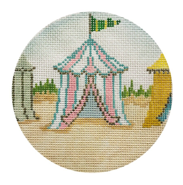 Beach Cabana Round Canvas - KC Needlepoint