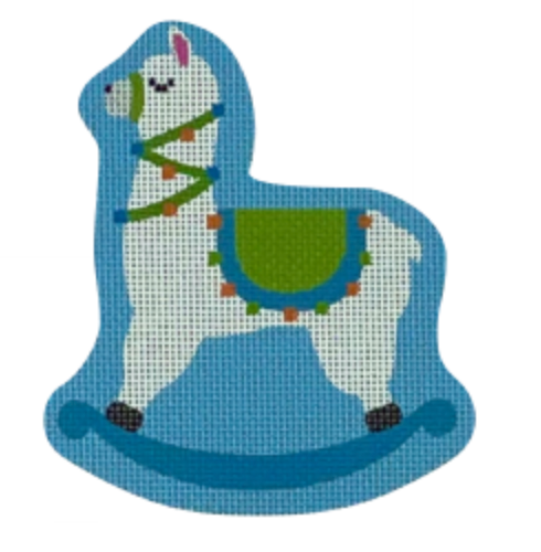 Blue Rocking Llama Canvas - KC Needlepoint