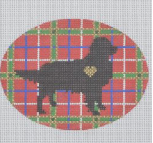 Plaid Golden Retriever Silhouette Canvas - KC Needlepoint