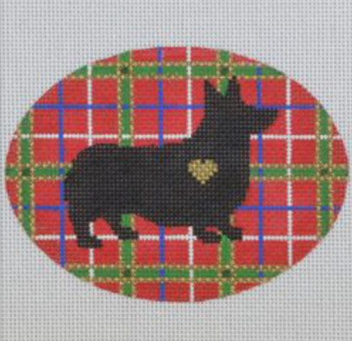 Plaid Corgi Silhouette Canvas - KC Needlepoint