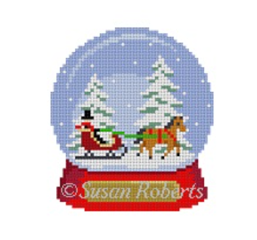 Snow Globe Sleigh Ride Canvas - KC Needlepoint