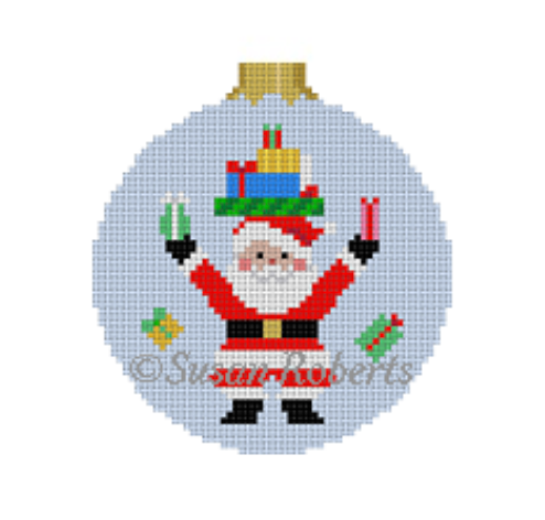 Balancing Presents Round Canvas - KC Needlepoint