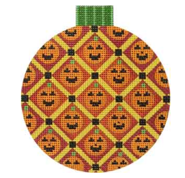 Pumpkin Diamonds Needlepoint Canvas - KC Needlepoint