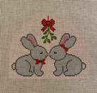 Mistletoe Bunnies Canvas - KC Needlepoint