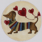 Valentine Dachshund Ornament Canvas - KC Needlepoint