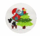 Santa Tree Topper Star Round Canvas - KC Needlepoint