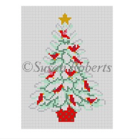 Red Bird Tree Canvas - KC Needlepoint