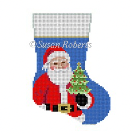 Tree Santa Mini Stocking Canvas - KC Needlepoint