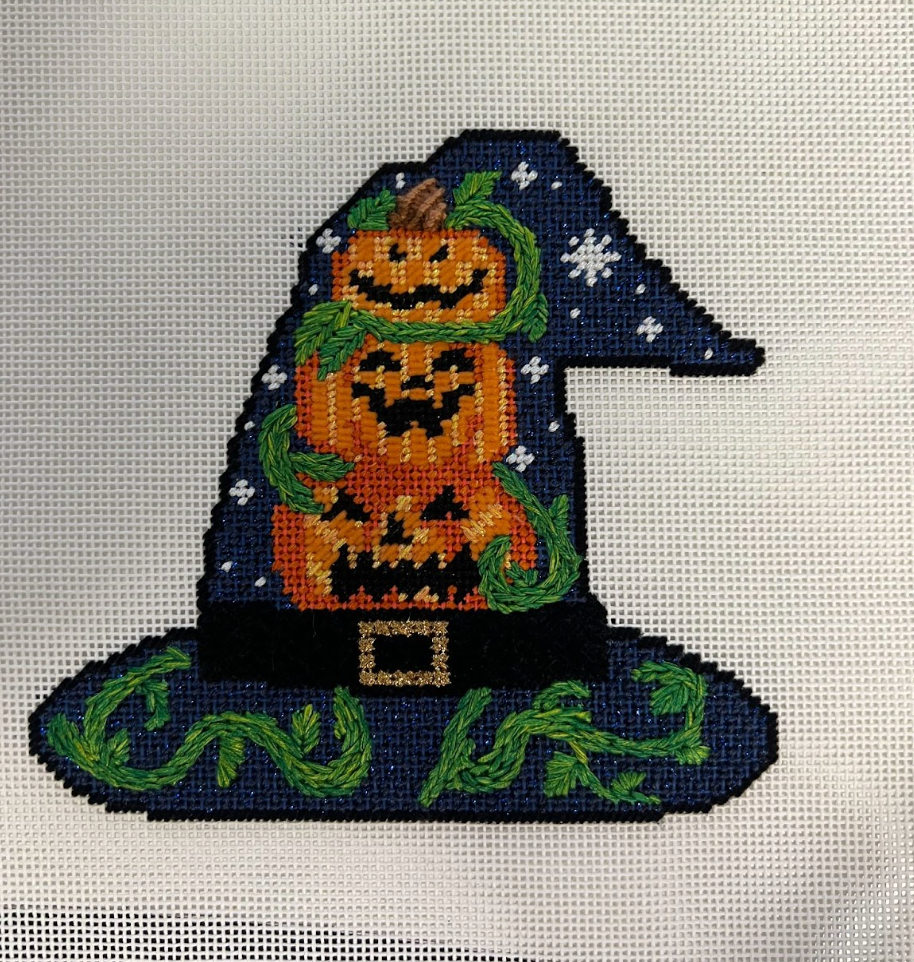 Three Pumpkins Witch's Hat Canvas - KC Needlepoint