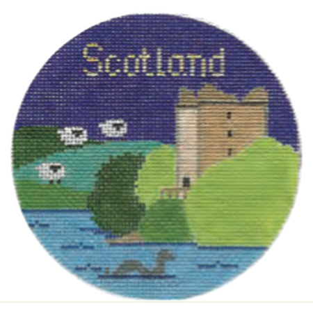 Scotland Travel Round Needlepoint Canvas