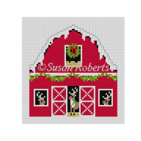 Reindeer Barn Canvas - KC Needlepoint