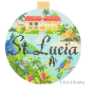 St. Lucia Travel Round Needlepoint Canvas - KC Needlepoint