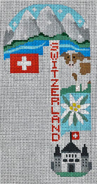 Switzerland Travel Candy Cane Canvas - KC Needlepoint