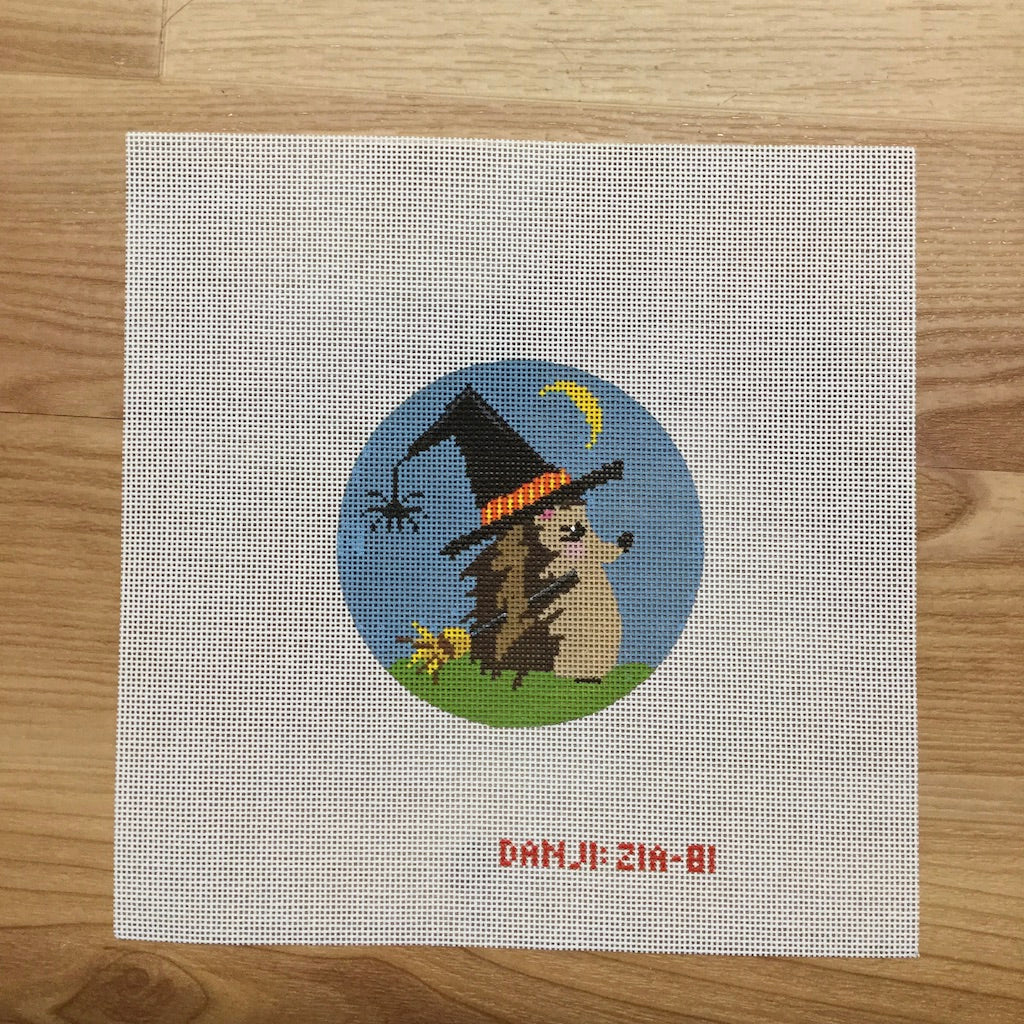 Witch Hedgehog Canvas - KC Needlepoint