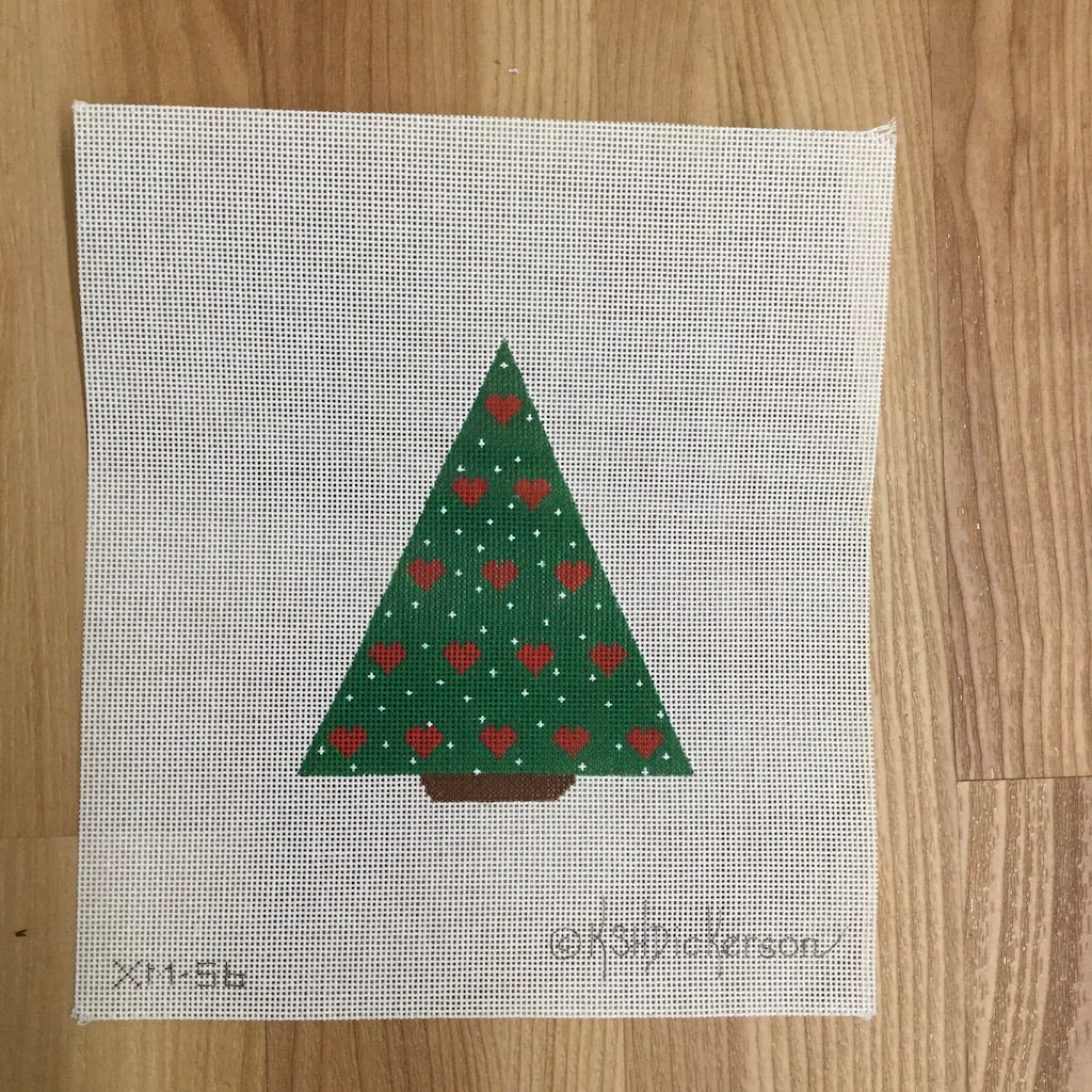 Tree with Hearts Canvas - KC Needlepoint