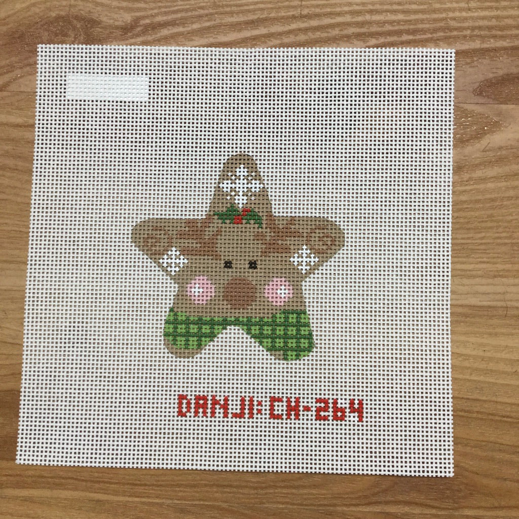 Reindeer Star Canvas - KC Needlepoint