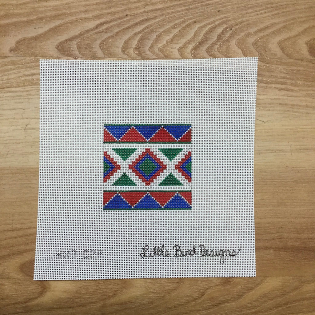 Blue Green Geometric Canvas - KC Needlepoint