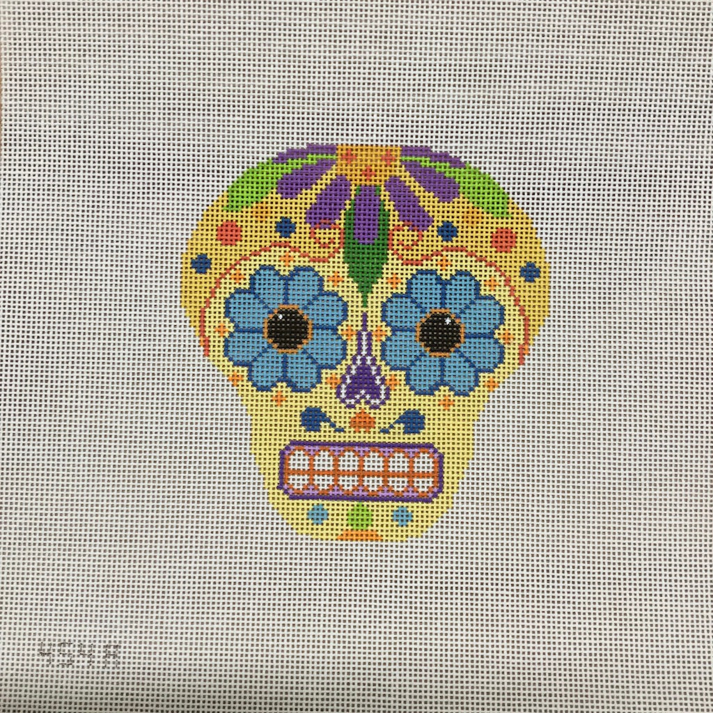 Yellow Skull Canvas - KC Needlepoint