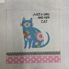 Girl and Her Cat Canvas - KC Needlepoint