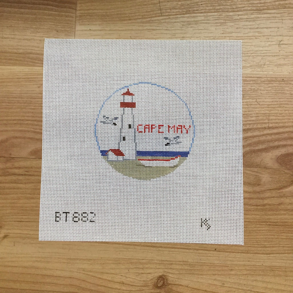 Cape May, NJ Travel Round Canvas - KC Needlepoint